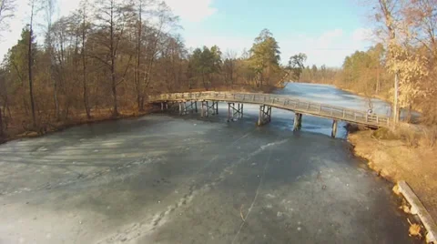 Bridge over the river. Aerial Stock-Footage 35817502
