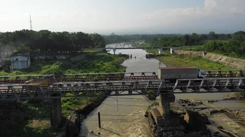 Bridge Over The River Aerial View  Video stock 231545746