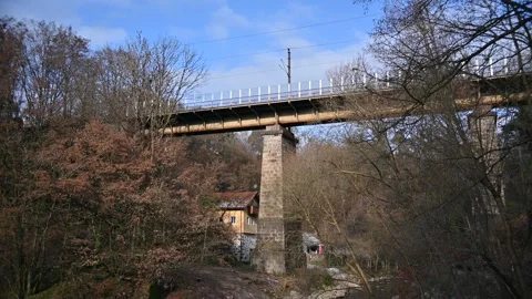 Bridge over the river aist Stock Footage 321599645