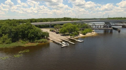 Bridge Over River and Decks Stock Footage 108878080
