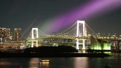 A bridge over a river with a city in the background Stock Footage 313371348