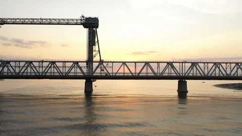 Bridge over the river - dron Stock Footage 129104901