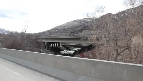 Bridge over river Stock Footage 1239922