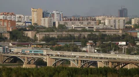 Bridge over river Stock Footage 12436765