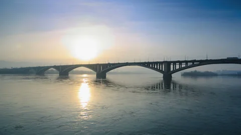 Bridge Over River Stock Footage 33340547