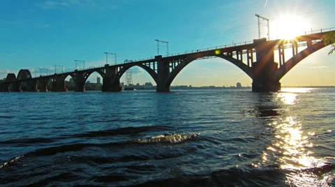 Bridge over the river Stock Footage 35556690