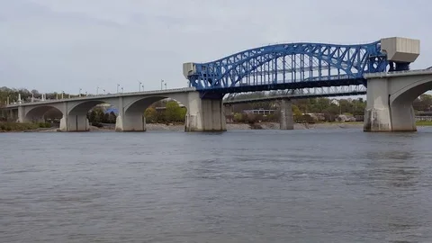 A bridge over a river Stock Footage 74016372