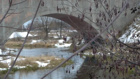 Bridge over the river Stock Footage 122840446
