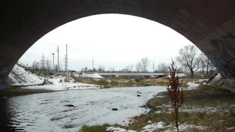 Bridge over the river Stock Footage 122910853