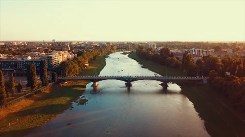 Bridge over the river Stock Footage 135346308