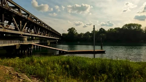 Bridge over river Stock Footage 219371747