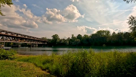 Bridge over river Stock Footage 219589374