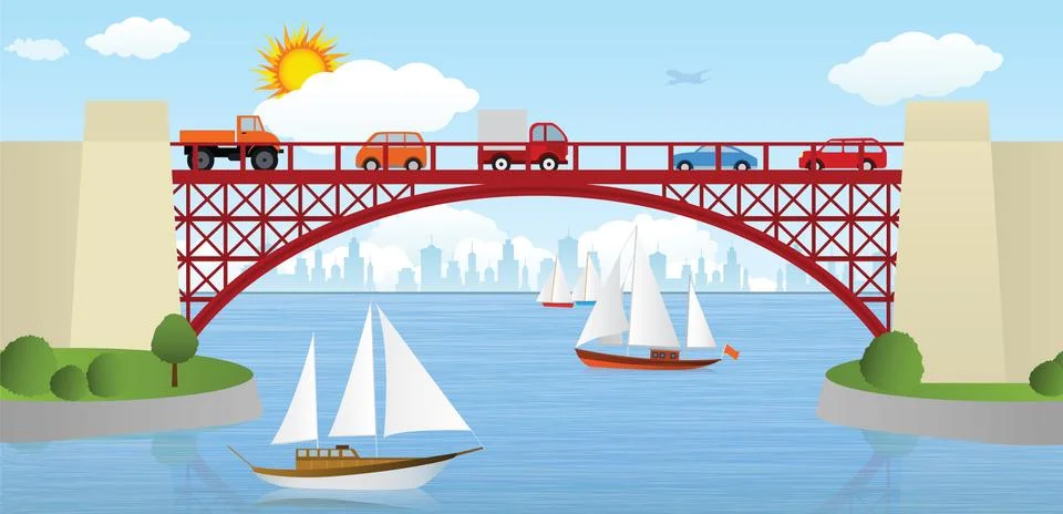 Bridge over the river Stock Illustration