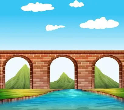 Bridge over the river Illustrazione stock