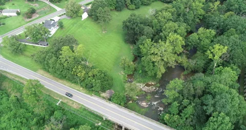 Bridge over river in Jamestown Stock Footage 148933372