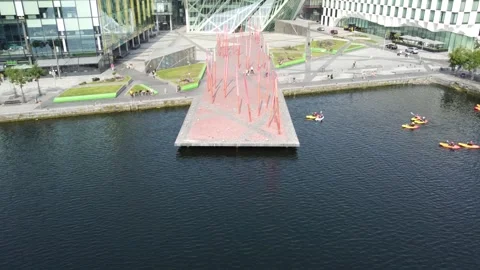 Bridge Over River Liffey In Dublin Aerial Stock Footage 327625040