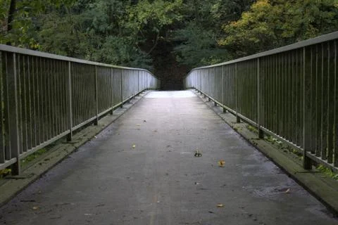 Bridge over river light of a lantern Dark night Stock Photos