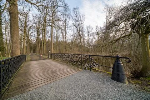 Bridge over a river next to the forest Stock Photos