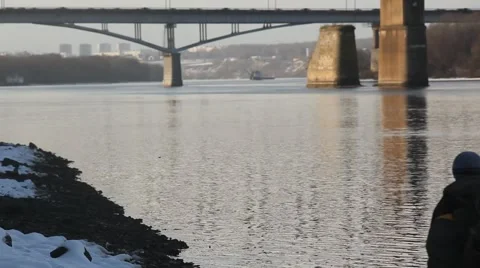 Bridge over the river Oka Video stock 48897082