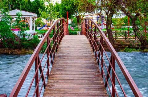 Bridge over the river in the park Stock Photos