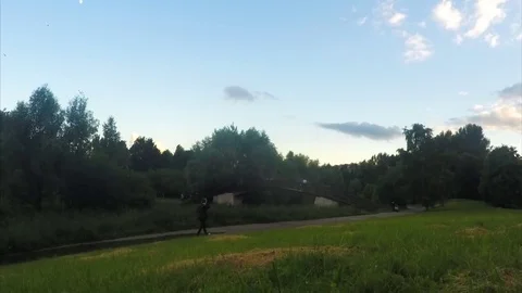 Bridge over a river in a park timelapse Stock Footage 78017124