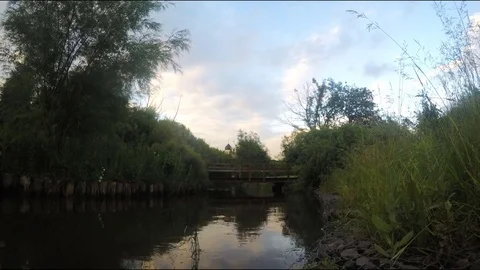 Bridge Over A River In Park Timelapse Stock Footage 78017817
