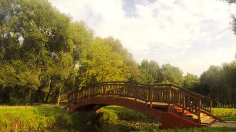 Bridge over the river in the park timelapse Vidéo 87205879