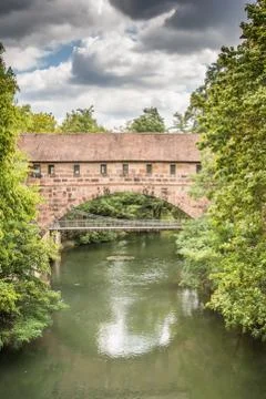 Bridge over the river Pegnitz Stock Photos