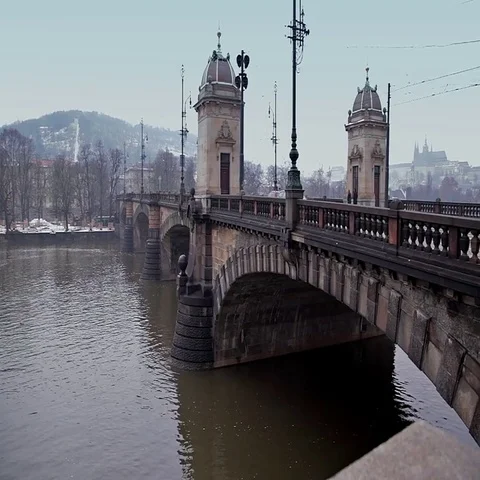 Bridge over river. Prague. Stock Footage 69423508