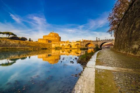 Bridge over river in Rome Stock Photos