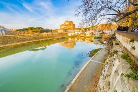 Bridge over river in Rome Stock Photos