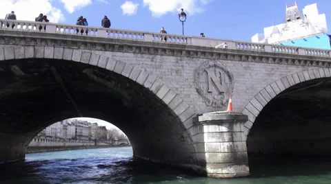 Bridge over River Seine in Paris Stock Footage 38392623