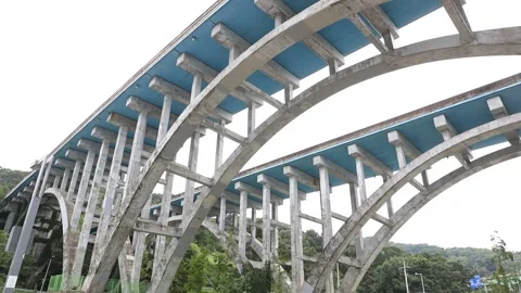 Bridge over the river with sky Video stock 303551049