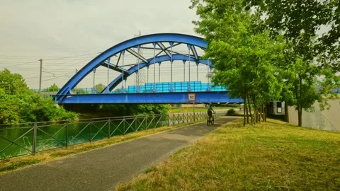 Bridge over the river with train Stock Footage 246455080