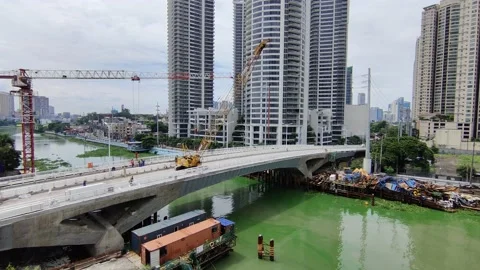 Bridge over River Urban Construction Development 動画素材 157821496