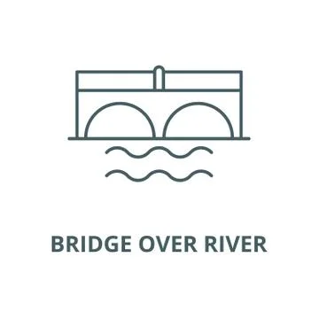 Bridge over river vector line icon, linear concept, outline sign, symbol Ilustração Stock