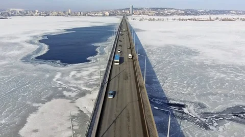 The bridge over the river Volga Video stock 85837621