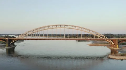 Bridge over the river Waal in the Netherlands Stock Footage 289908047
