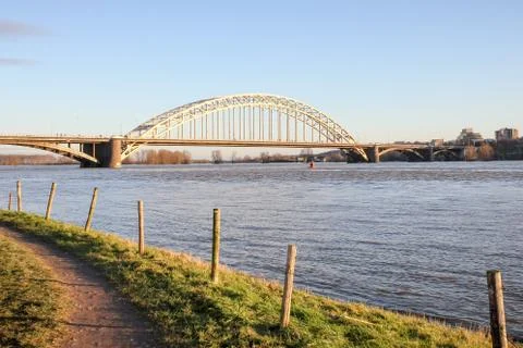 Bridge over the river Waal by Nijmegen 写真素材