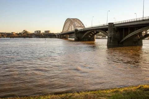 Bridge over the river Waal by Nijmegen 写真素材