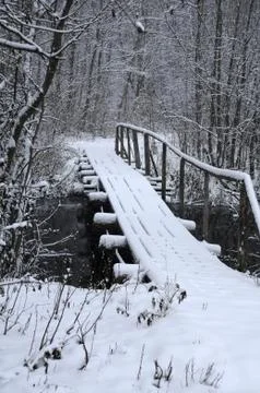 Bridge over river in the winter Stock Photos