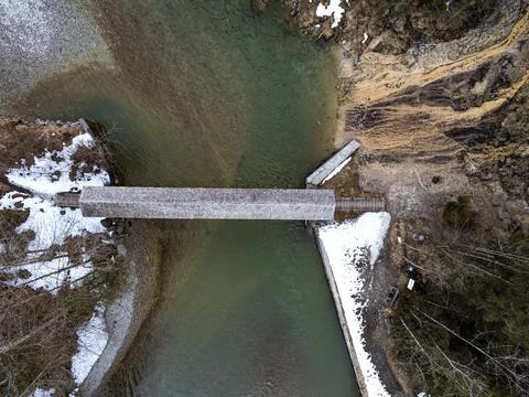 Bridge over a river at winter Stock Photos