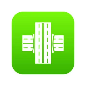 Bridge over road icon green vector Ilustração Stock