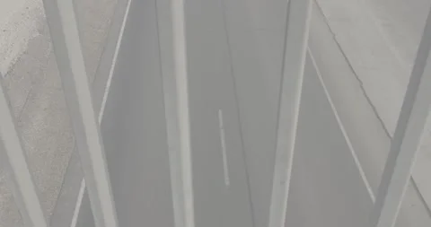 Bridge over the road, overpass, road, highway, bridge railings, cars Stock Footage 303407374