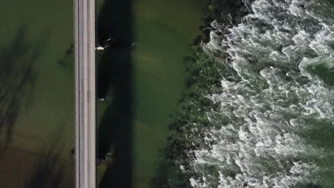 The bridge over rough river with rapids Stock Footage 143361849