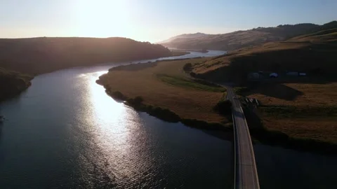 Bridge over Russian River, Drone Footage, California Stock Footage 240760007