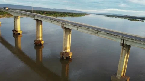 Bridge over the Sao Francisco riverbed Stock Footage 194745210