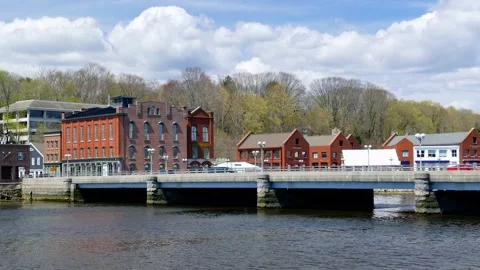 Bridge over Saugatuck river in nice spring day Stock Footage 152741185
