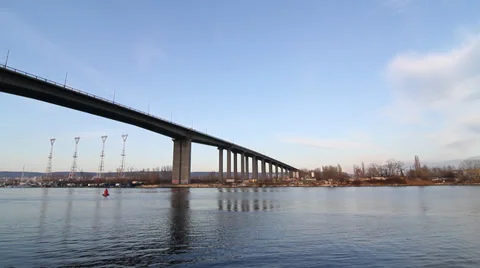 Bridge over the sea Stock Footage 33988807