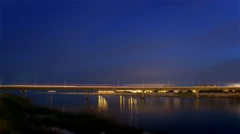 Bridge over the sea - Time Lapse Stockbeeldmateriaal 12764523